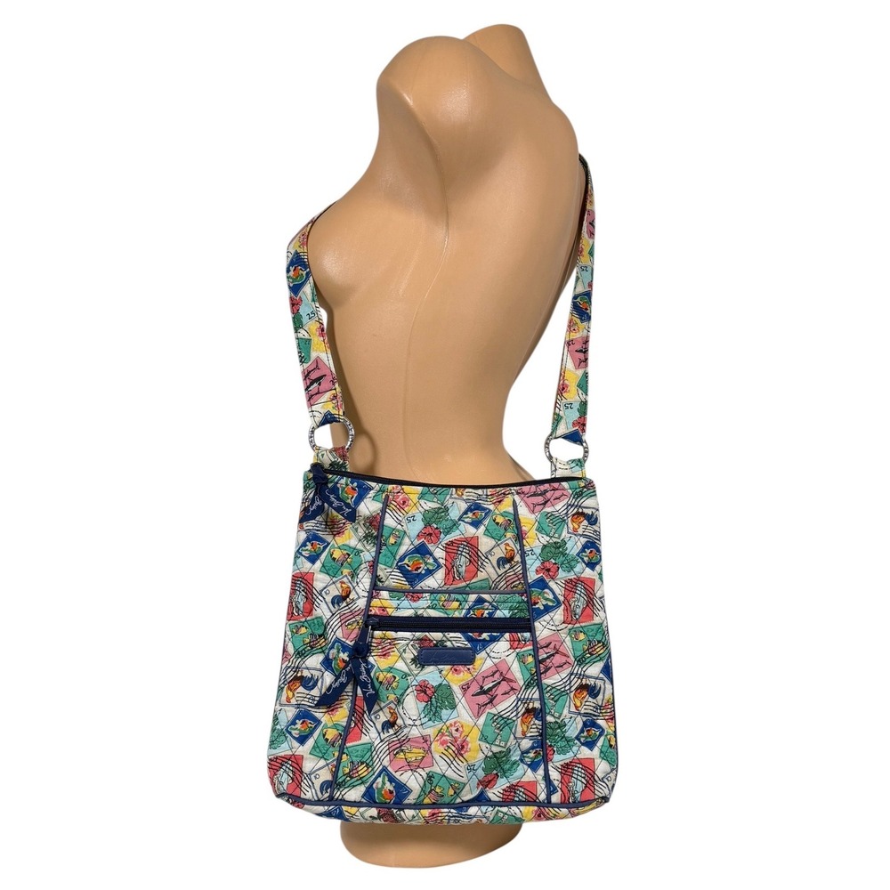 Vera Bradley Postcards From Paradise Quilted Cotton Hipster Crossbody Bag Navy